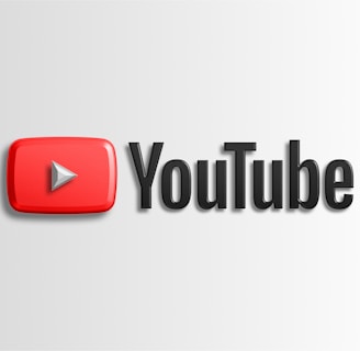 A prominent YouTube logo with a red play button icon on the left and the word 'YouTube' in bold black letters on the right, set against a light gray background.